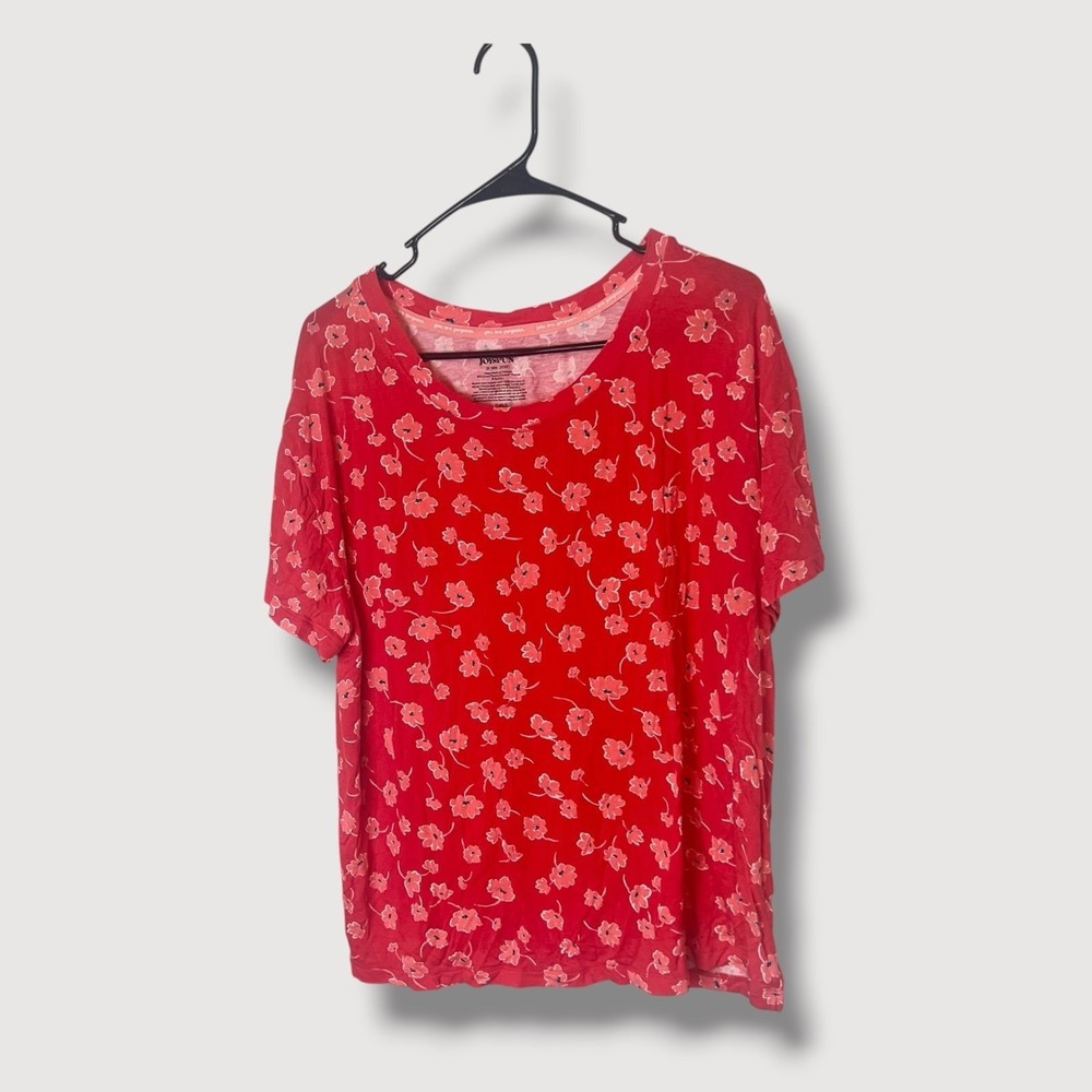 Joyspun Red Floral Tee Shirt Size 2X